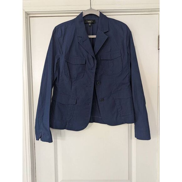 Talbots Blazer Jacket women's size 10 navy blue unlined career minimalist - Picture 1 of 6